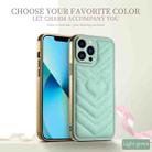 For iPhone 13 Pro Max D03 Heart PU Leather Electroplated Phone Case (Light Green) - 2