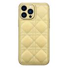 For iPhone 13 D03 Grid PU Leather Electroplated Phone Case(Yellow) - 1
