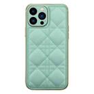 For iPhone 13 D03 Grid PU Leather Electroplated Phone Case(Light Green) - 1