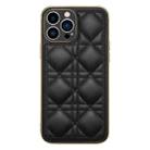 For iPhone 13 D03 Grid PU Leather Electroplated Phone Case(Black) - 1