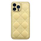 For iPhone 13 Pro Max D03 Grid PU Leather Electroplated Phone Case (Yellow) - 1