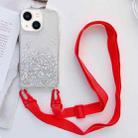 For iPhone 14 Lanyard Glitter Epoxy Clear Phone Case (Red) - 1