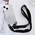 For iPhone 14 Plus Lanyard Glitter Epoxy Clear Phone Case (Black) - 1