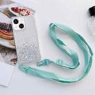 For iPhone 14 Plus Lanyard Glitter Epoxy Clear Phone Case (Blue) - 1