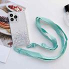 For iPhone 14 Pro Lanyard Glitter Epoxy Clear Phone Case(Blue) - 1