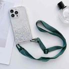 For iPhone 14 Pro Lanyard Glitter Epoxy Clear Phone Case(Dark Green) - 1