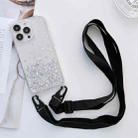 For iPhone 14 Pro Max Lanyard Glitter Epoxy Clear Phone Case (Black) - 1