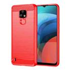 For Lenovo K12 / Motorola Moto E7 Brushed Texture Carbon Fiber TPU Phone Case(Red) - 1