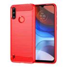 For Lenovo K13 Brushed Texture Carbon Fiber TPU Phone Case(Red) - 1