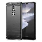 For Nokia 2.4 Brushed Texture Carbon Fiber TPU Phone Case(Black) - 1