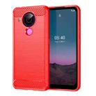 For Nokia 5.4 Brushed Texture Carbon Fiber TPU Phone Case(Red) - 1