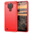 For Nokia 1.4 Brushed Texture Carbon Fiber TPU Phone Case(Red) - 1