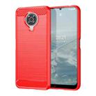 For Nokia G20 Brushed Texture Carbon Fiber TPU Phone Case(Red) - 1