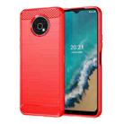 For Nokia G50 Brushed Texture Carbon Fiber TPU Phone Case(Red) - 1