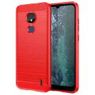 For Nokia C21 Brushed Texture Carbon Fiber TPU Phone Case(Red) - 1