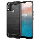 For Nokia C21 Plus Brushed Texture Carbon Fiber TPU Phone Case(Black) - 1