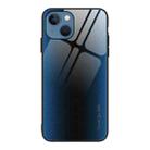 For iPhone 14 Texture Gradient Glass TPU Phone Case (Blue) - 1
