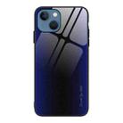 For iPhone 14 Texture Gradient Glass TPU Phone Case (Dark Blue) - 1