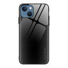 For iPhone 14 Texture Gradient Glass TPU Phone Case (Black) - 1