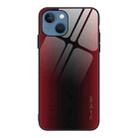 For iPhone 14 Plus Texture Gradient Glass TPU Phone Case (Red) - 1