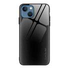 For iPhone 14 Plus Texture Gradient Glass TPU Phone Case (Black) - 1