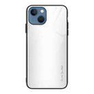 For iPhone 14 Plus Texture Gradient Glass TPU Phone Case (White) - 1