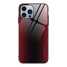 For iPhone 14 Pro Texture Gradient Glass TPU Phone Case(Red) - 1