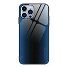 For iPhone 14 Pro Texture Gradient Glass TPU Phone Case(Blue) - 1