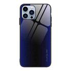 For iPhone 14 Pro Texture Gradient Glass TPU Phone Case(Dark Blue) - 1