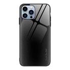 For iPhone 14 Pro Texture Gradient Glass TPU Phone Case(Black) - 1