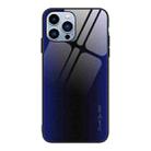 For iPhone 14 Pro Max Texture Gradient Glass TPU Phone Case (Dark Blue) - 1