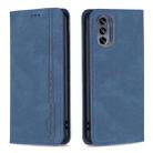 For Motorola Moto G62 Magnetic RFID Blocking Anti-Theft Leather Phone Case(Blue) - 1