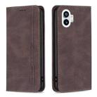 For Nothing Phone 1 Magnetic RFID Blocking Anti-Theft Leather Phone Case(Brown) - 1
