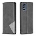 For Motorola Moto G62 Prismatic Invisible Magnetic Leather Phone Case(Black) - 1