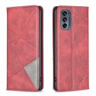 For Motorola Moto G62 Prismatic Invisible Magnetic Leather Phone Case(Red) - 1
