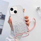 For iPhone 14 Lanyard Glitter Epoxy Clear Phone Case (Pink) - 1
