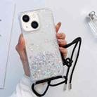 For iPhone 14 Plus Lanyard Glitter Epoxy Clear Phone Case (Black) - 1