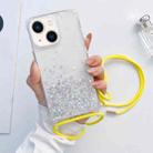 For iPhone 14 Plus Lanyard Glitter Epoxy Clear Phone Case (Yellow) - 1