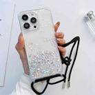 For iPhone 14 Pro Lanyard Glitter Epoxy Clear Phone Case(Black) - 1