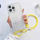 For iPhone 14 Pro Lanyard Glitter Epoxy Clear Phone Case(Yellow) - 1