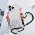 For iPhone 14 Pro Max Lanyard Glitter Epoxy Clear Phone Case (Dark Green) - 1