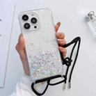For iPhone 13 Pro Lanyard Glitter Epoxy Clear Phone Case (Black) - 1