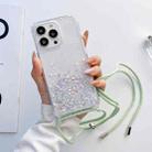 For iPhone 12 mini Lanyard Glitter Epoxy Clear Phone Case (Green) - 1