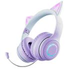 BT029C RGB Dual Modes Cat Ear Wireless Bluetooth Headphone(Purple) - 1