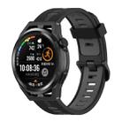 For Honor Watch GS 3 22mm Stripe Two-color Silicone Watch Band(Black Dark Grey) - 1