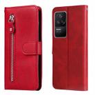 For Xiaomi Redmi K40S / Poco F4 Fashion Calf Texture Zipper Horizontal Flip Leather Phone Case(Red) - 1