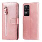 For Xiaomi Redmi K40S / Poco F4 Fashion Calf Texture Zipper Horizontal Flip Leather Phone Case(Rose Gold) - 1