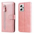 For Xiaomi Redmi Note 11T Pro / Poco X4 GT Fashion Calf Texture Zipper Horizontal Flip Leather Phone Case(Rose Gold) - 1