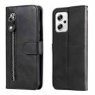 For Xiaomi Redmi Note 11T Pro / Poco X4 GT Fashion Calf Texture Zipper Horizontal Flip Leather Phone Case(Black) - 1