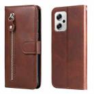 For Xiaomi Redmi Note 11T Pro / Poco X4 GT Fashion Calf Texture Zipper Horizontal Flip Leather Phone Case(Brown) - 1